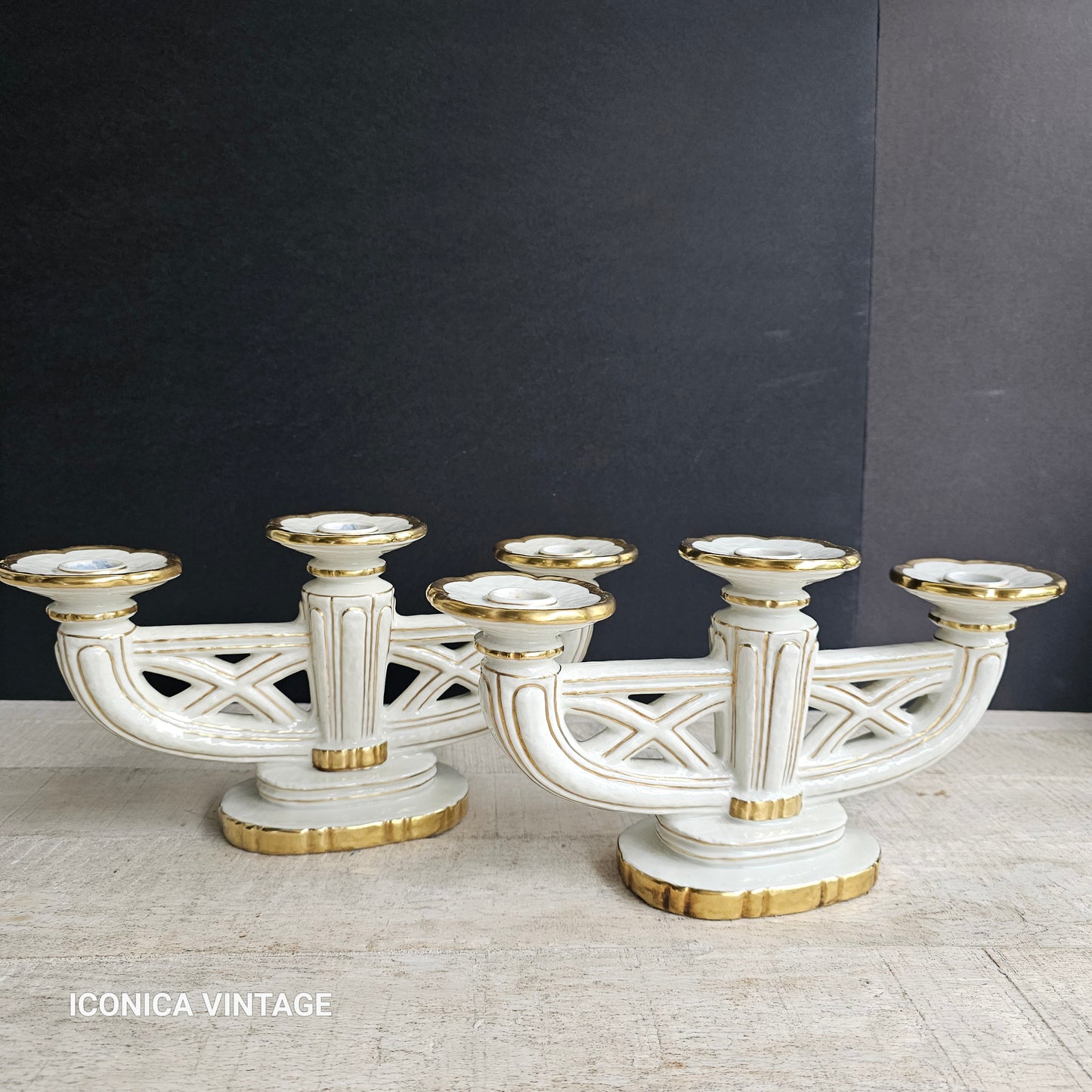 Set de portavelas en cerámica esmaltada