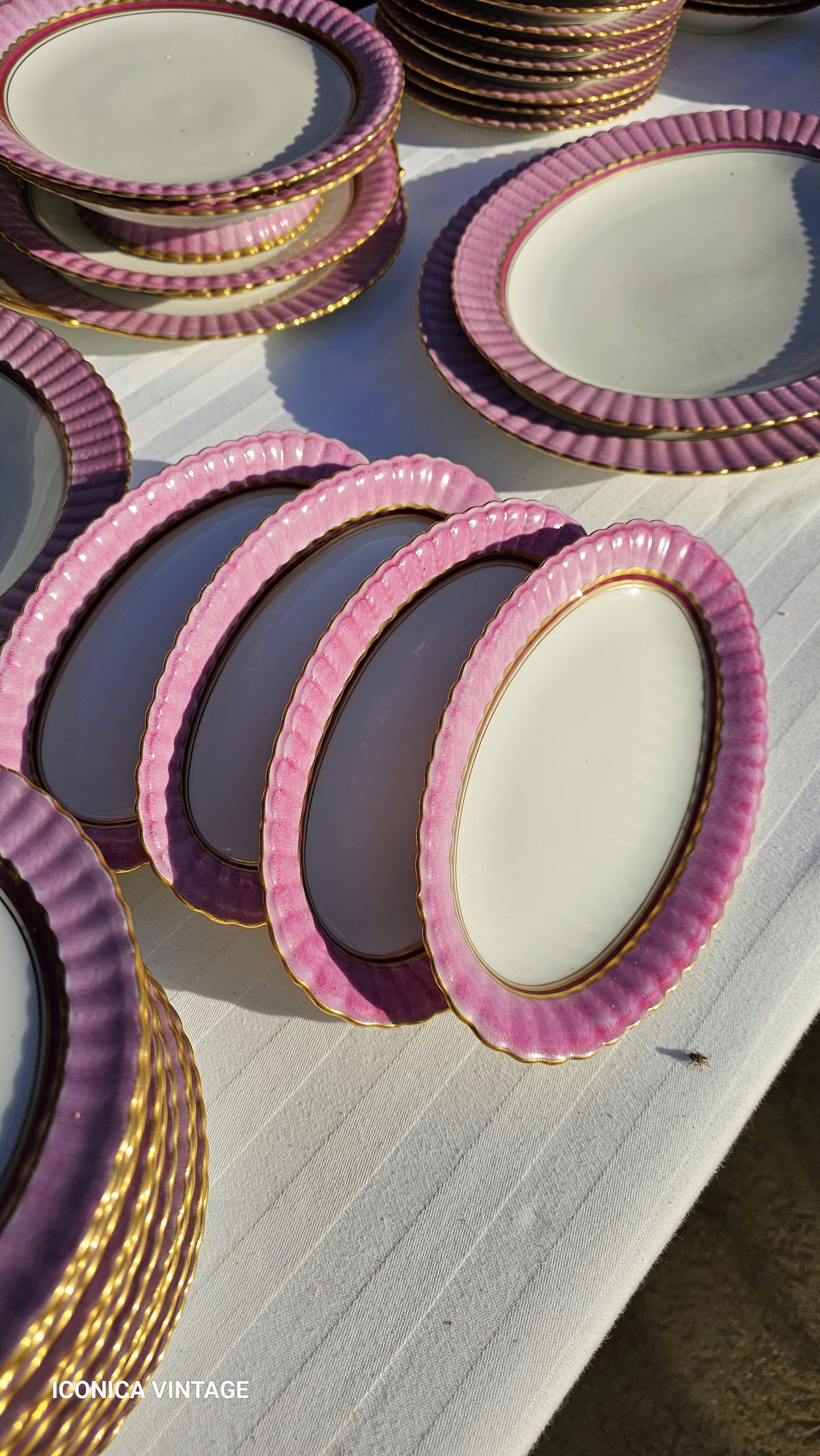 Vajilla Bernardaud ala rosa para 12