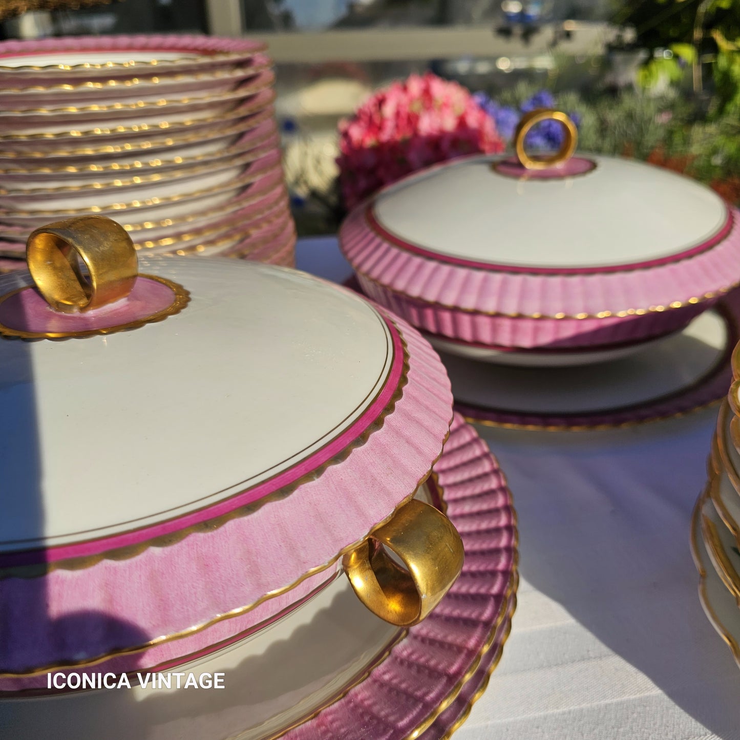 Vajilla Bernardaud ala rosa para 12