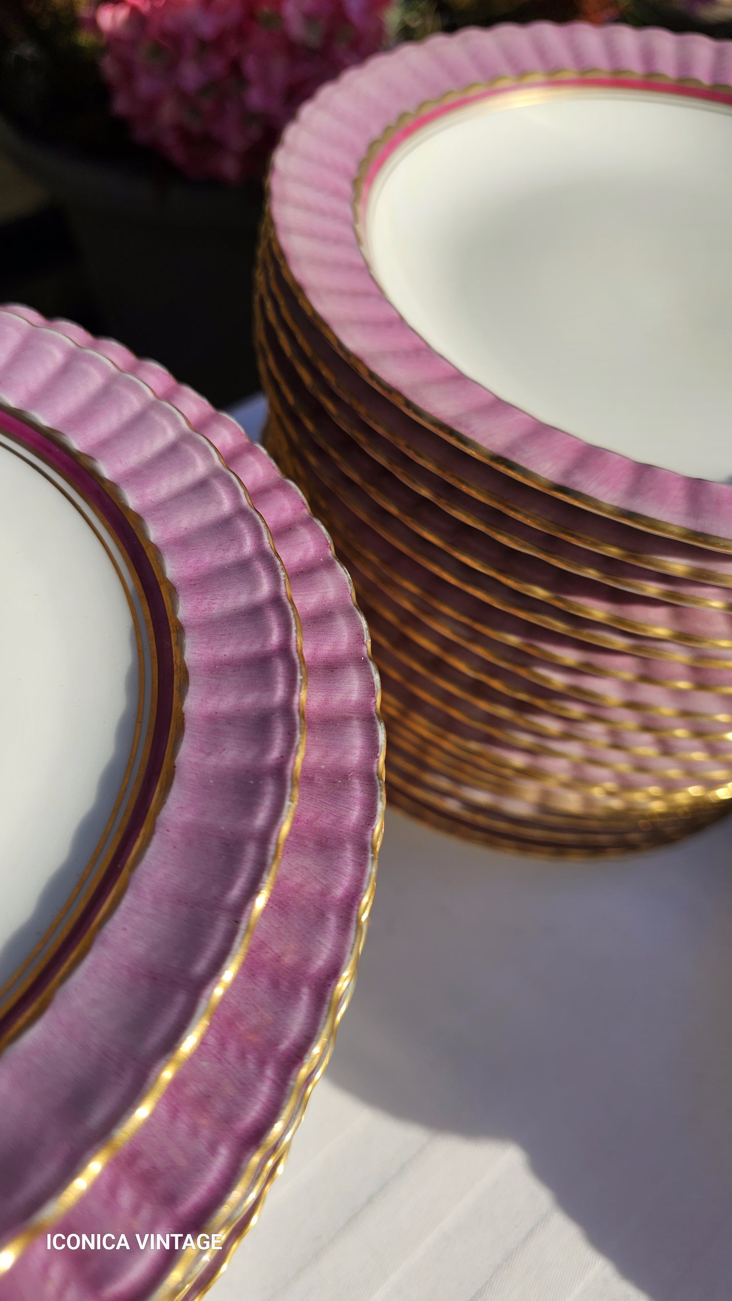 Vajilla Bernardaud ala rosa para 12