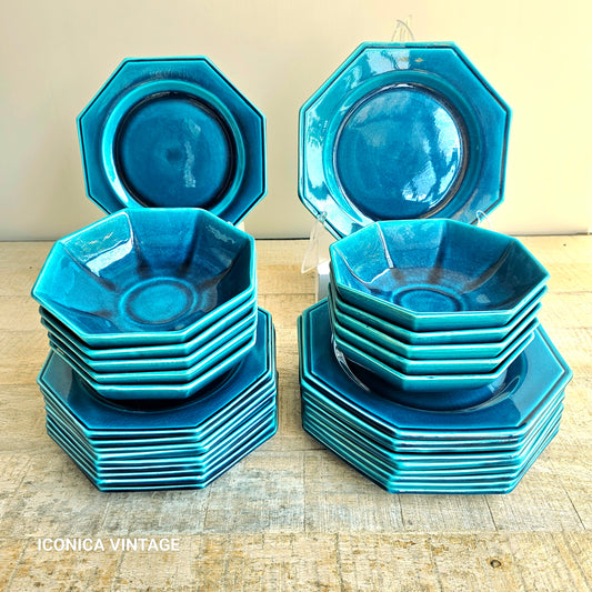 Vajilla Azul Octagonal Artesanal 2