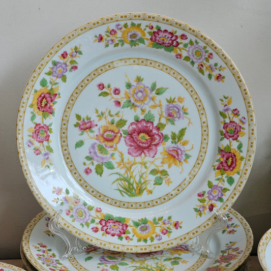Vajilla Porcelana Italiana Amarilla Flores