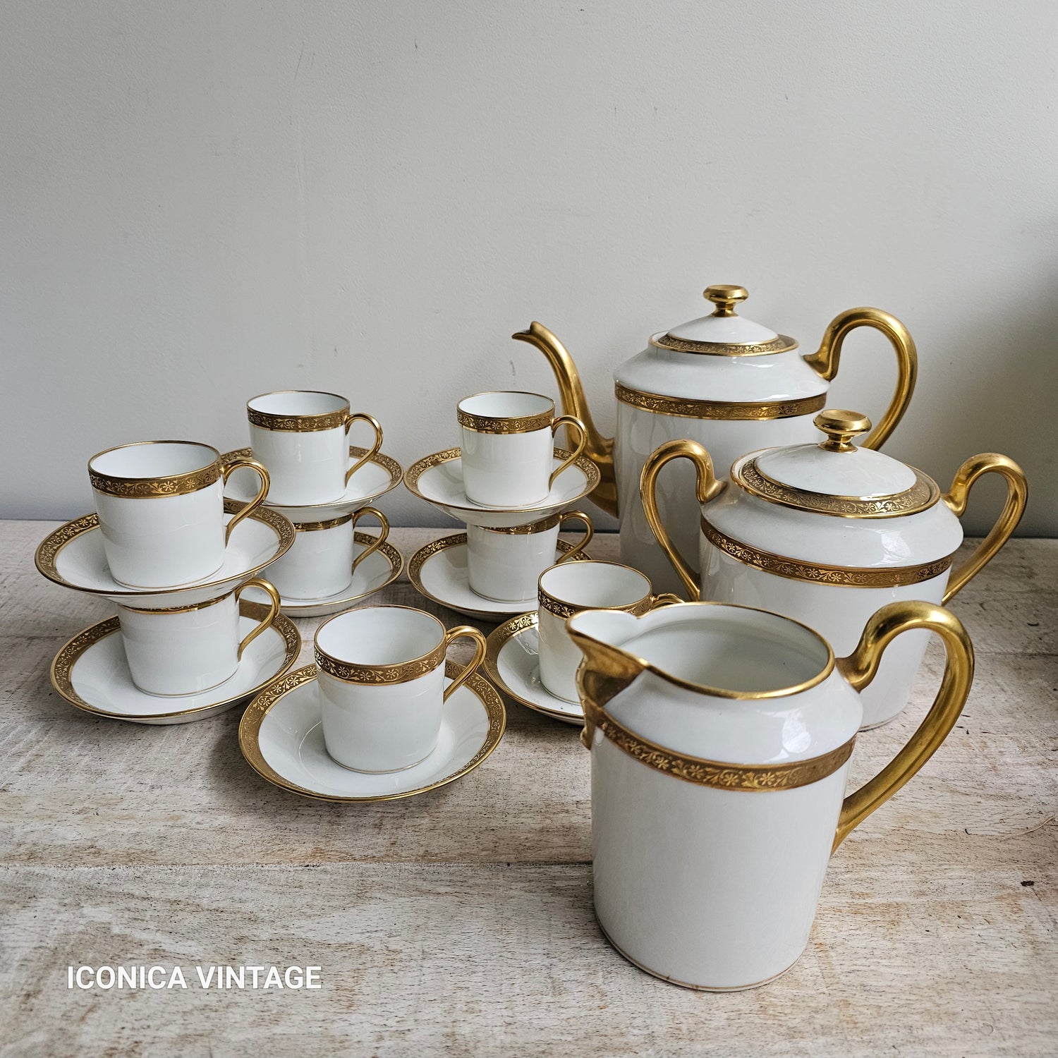 juego de cafe porcelana de Limoges DRB oro