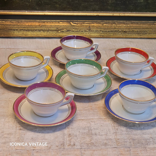 juego de cafe porcelana seis colores 