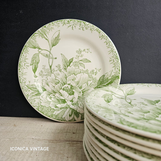 juego de postre para 11 Gien Flor de china verde