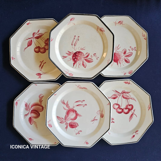 platos postre octogonales ceramica danesa Aluminia con frutas