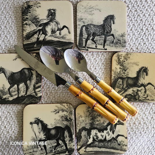 posavasos antiguos alemanes grisaille caballos