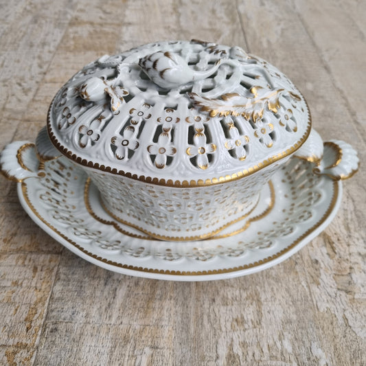 potpourri porcelana francesa blanca y oro