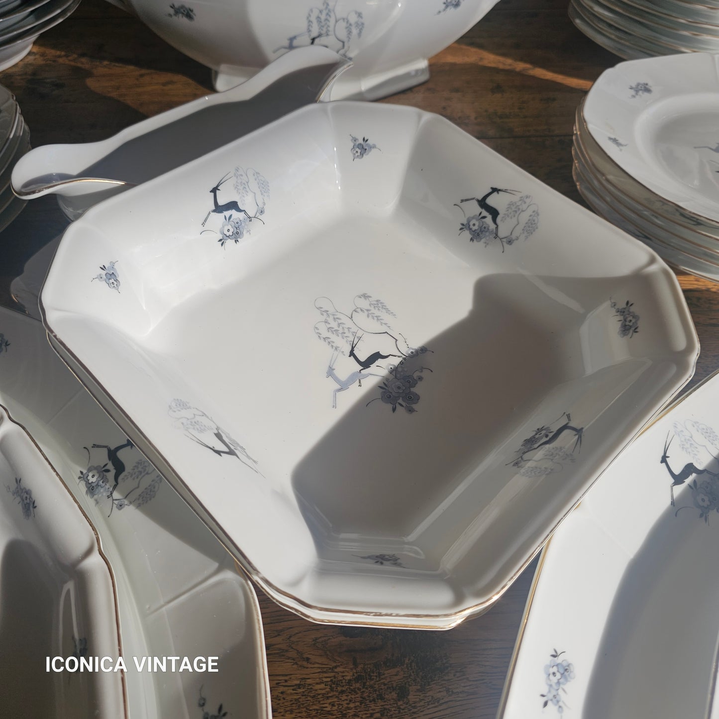 Vajilla de porcelana de Bohemia para 10 comensales Ciervos