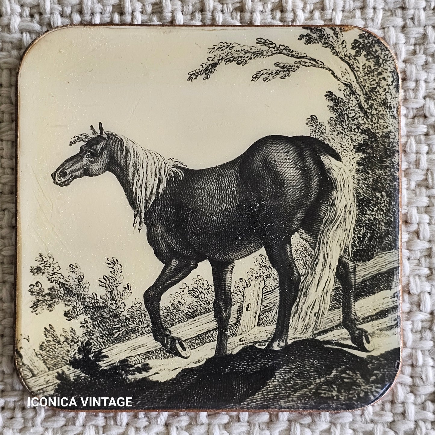 Juego de posavasos vintage con caballos