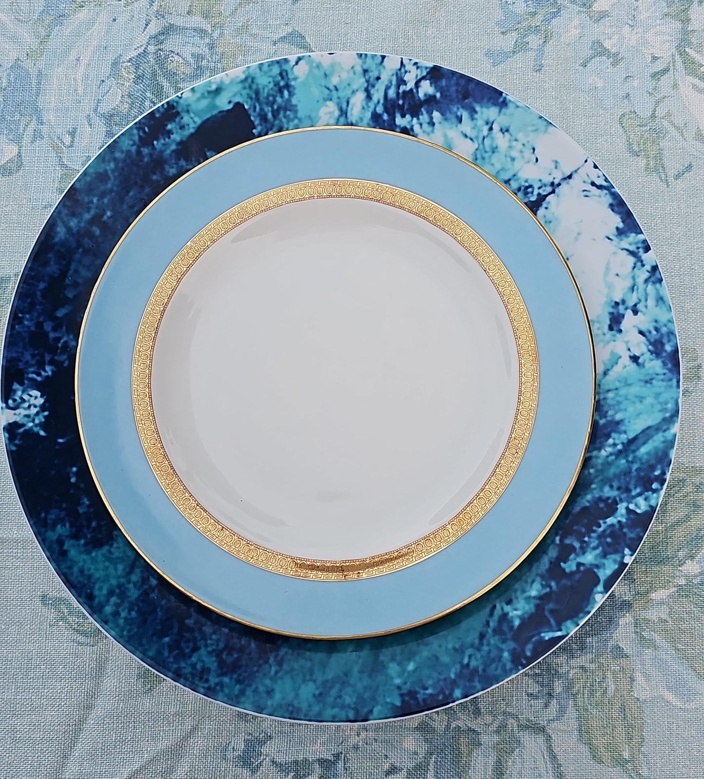 Servicio de cena Haviland color celeste