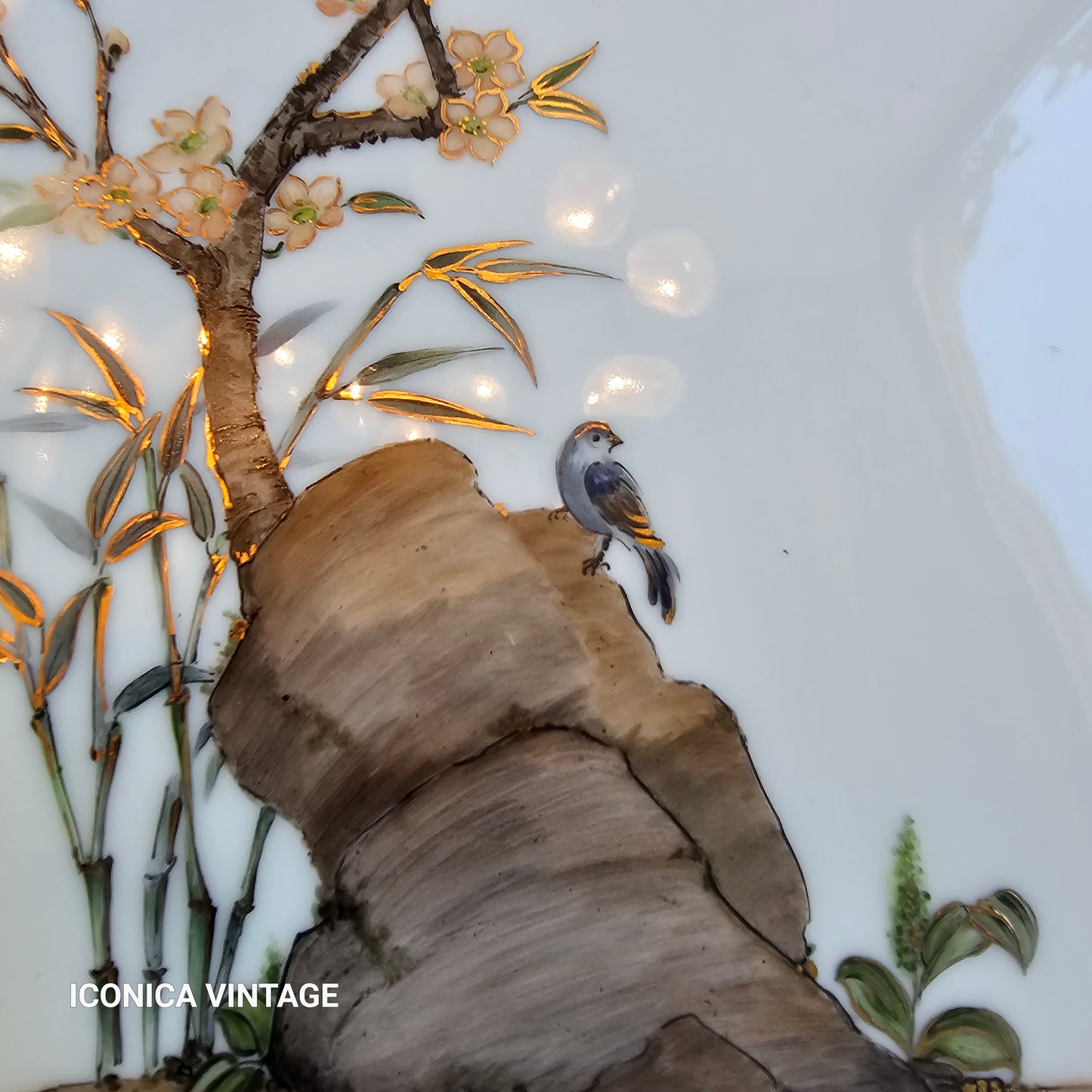 Vajilla de porcelana alemana pintada a mano con paisajes orientales