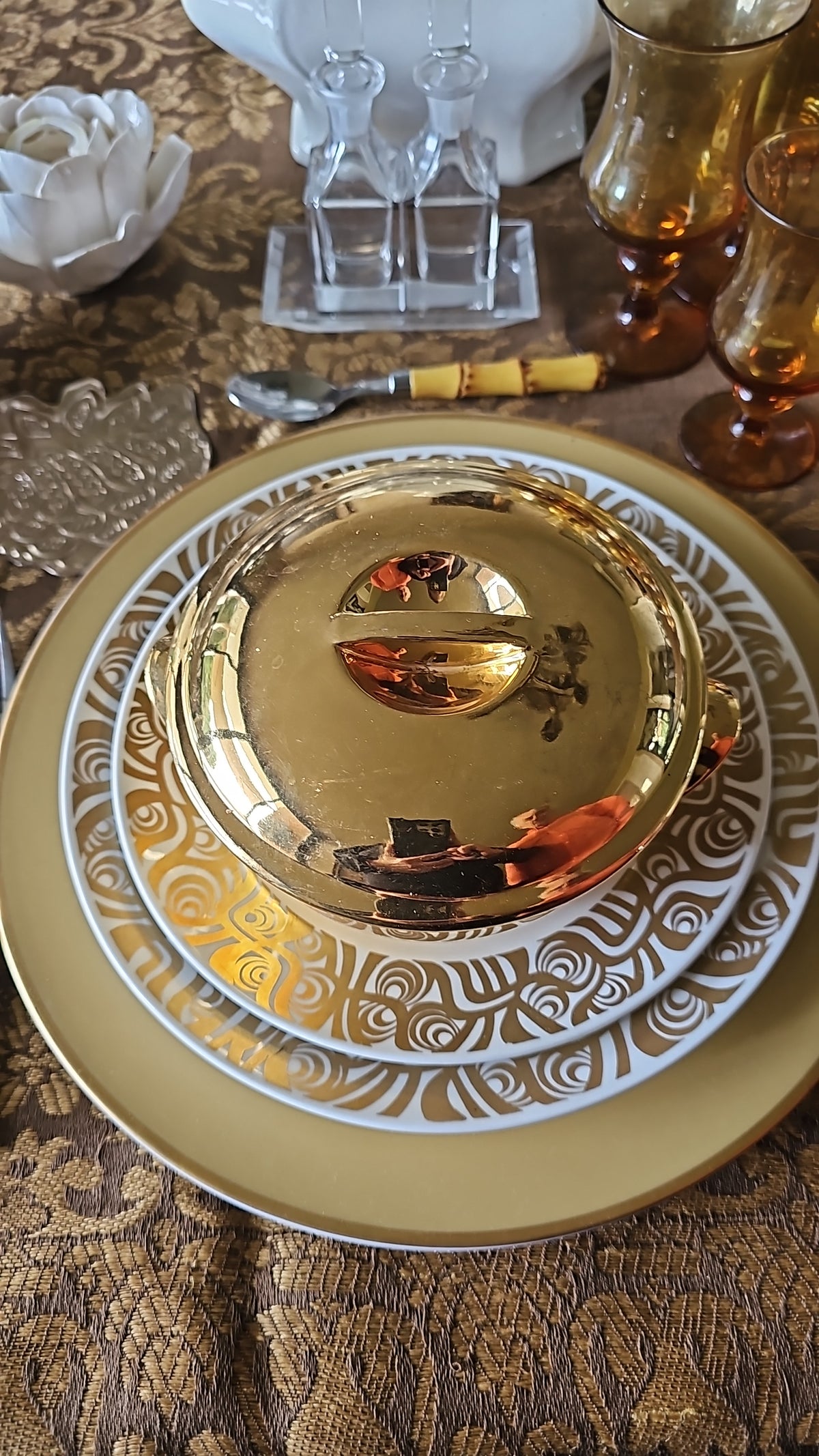 Vajilla Gustavsberg Aramis Serigrafiada en oro