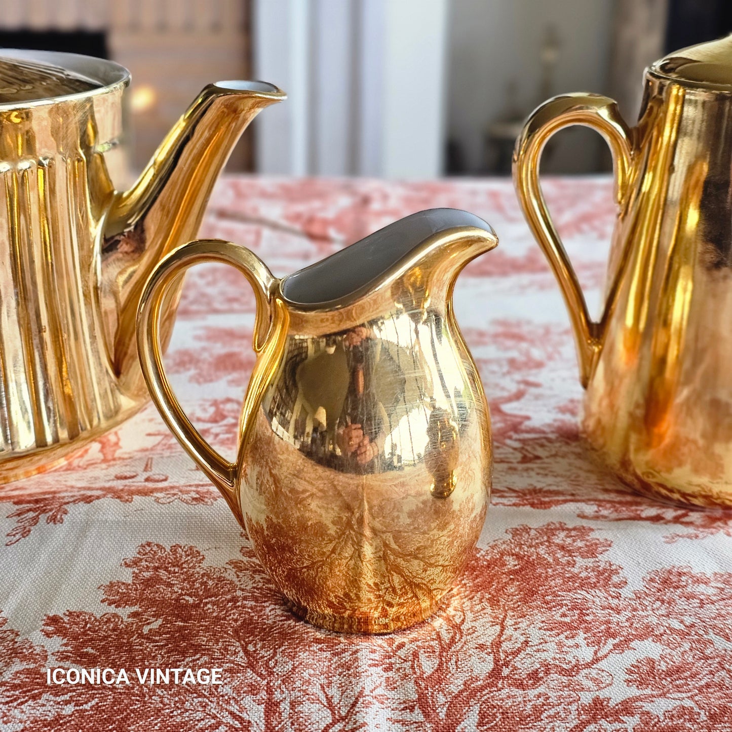 Servicio de té y café inglés dorado años 60
