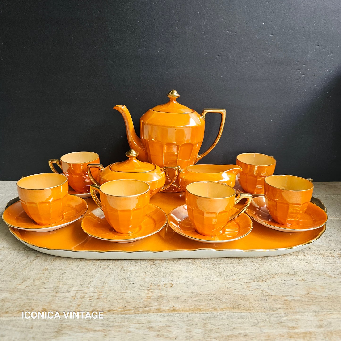 Juego de café completo de porcelana con bandeja