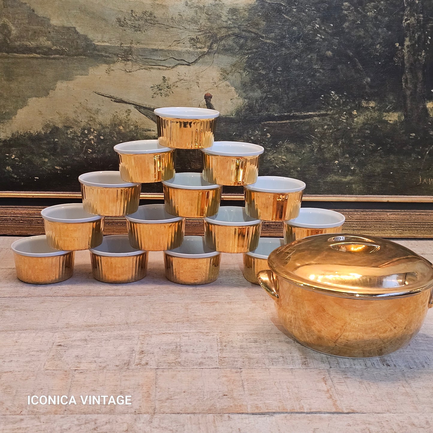 Juego de ramequines dorados