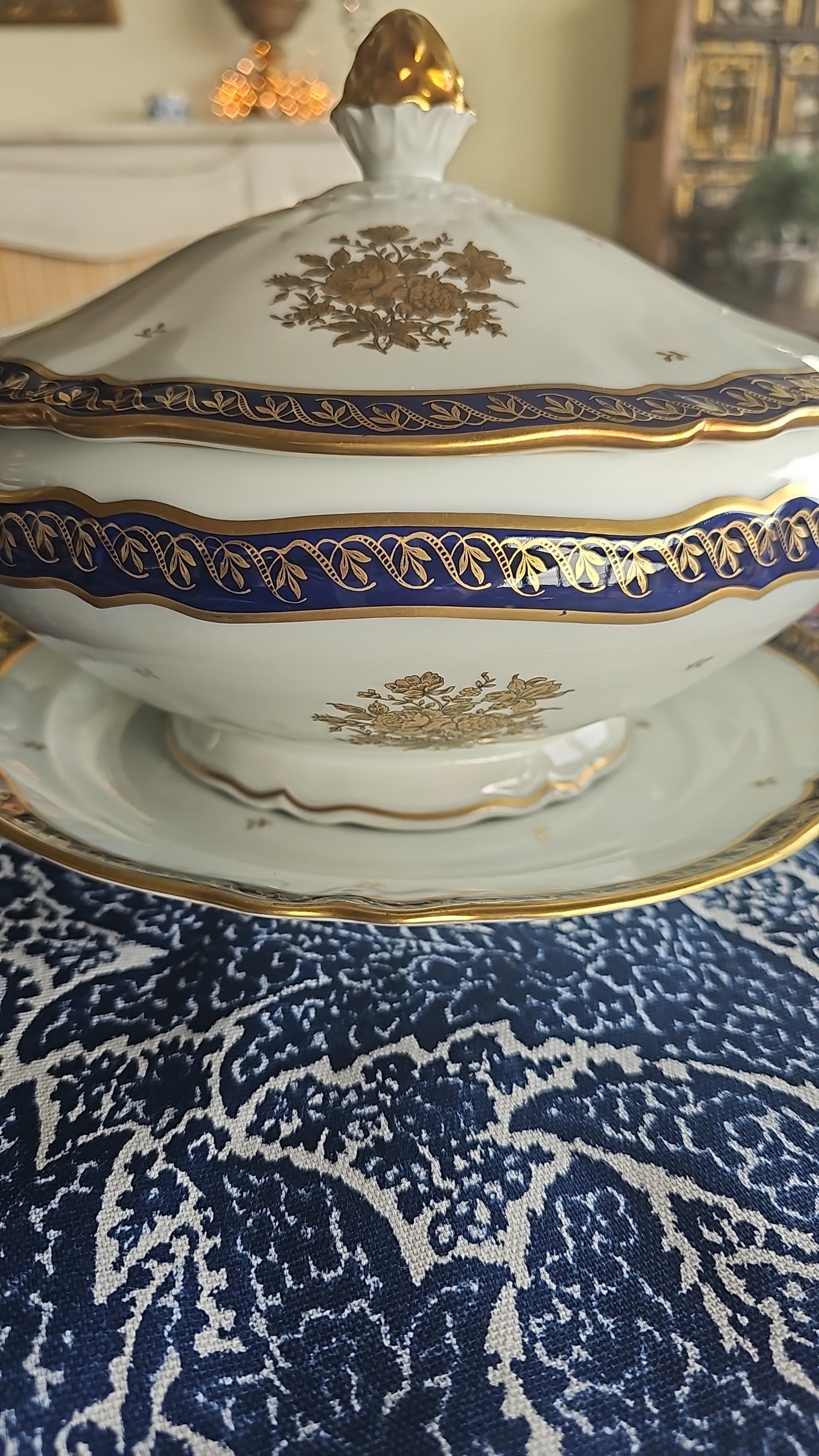 Vajilla de Limoges para 12 porcelana, oro y cobalto