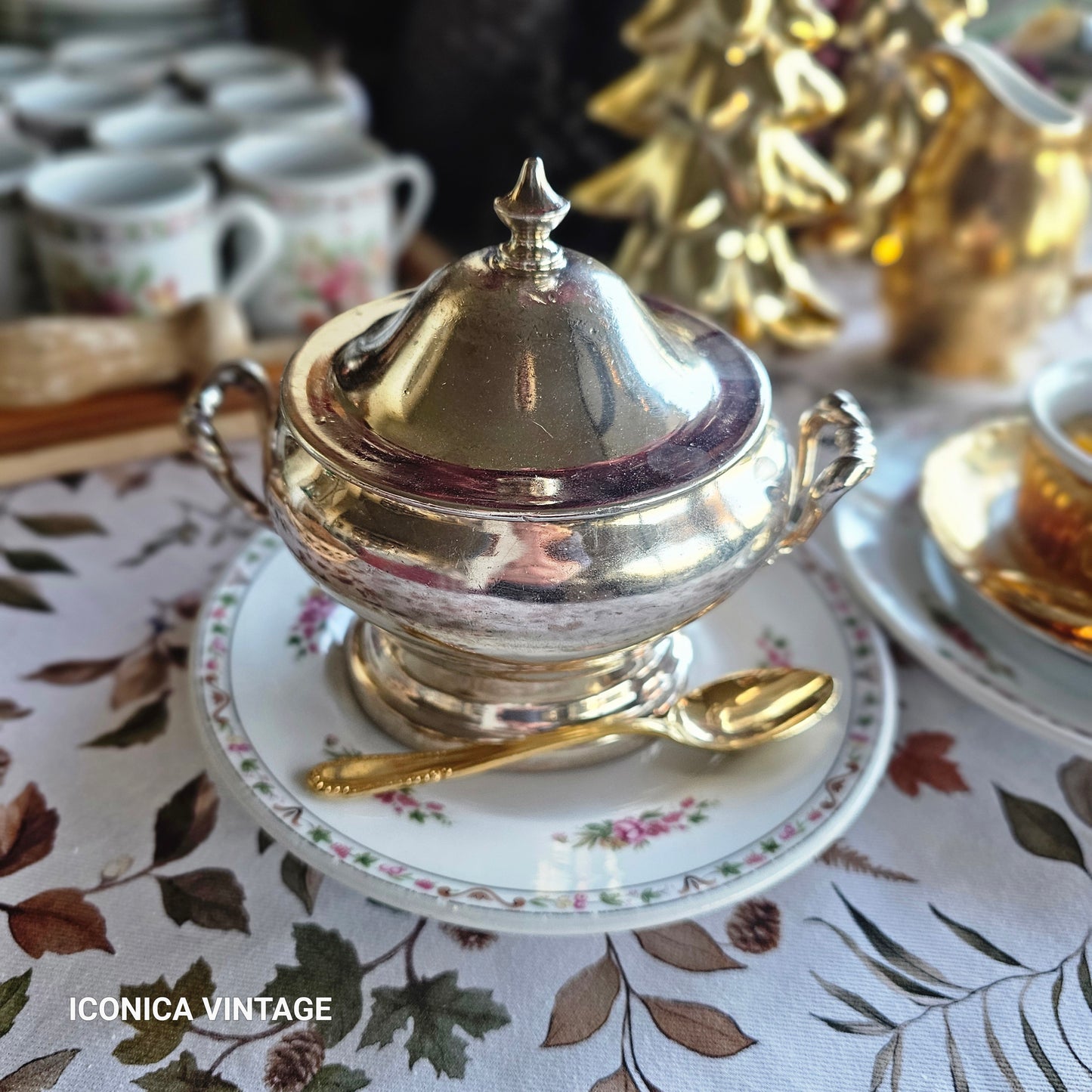 Gran Set de 12 juegos de mini soperas en metal argenté