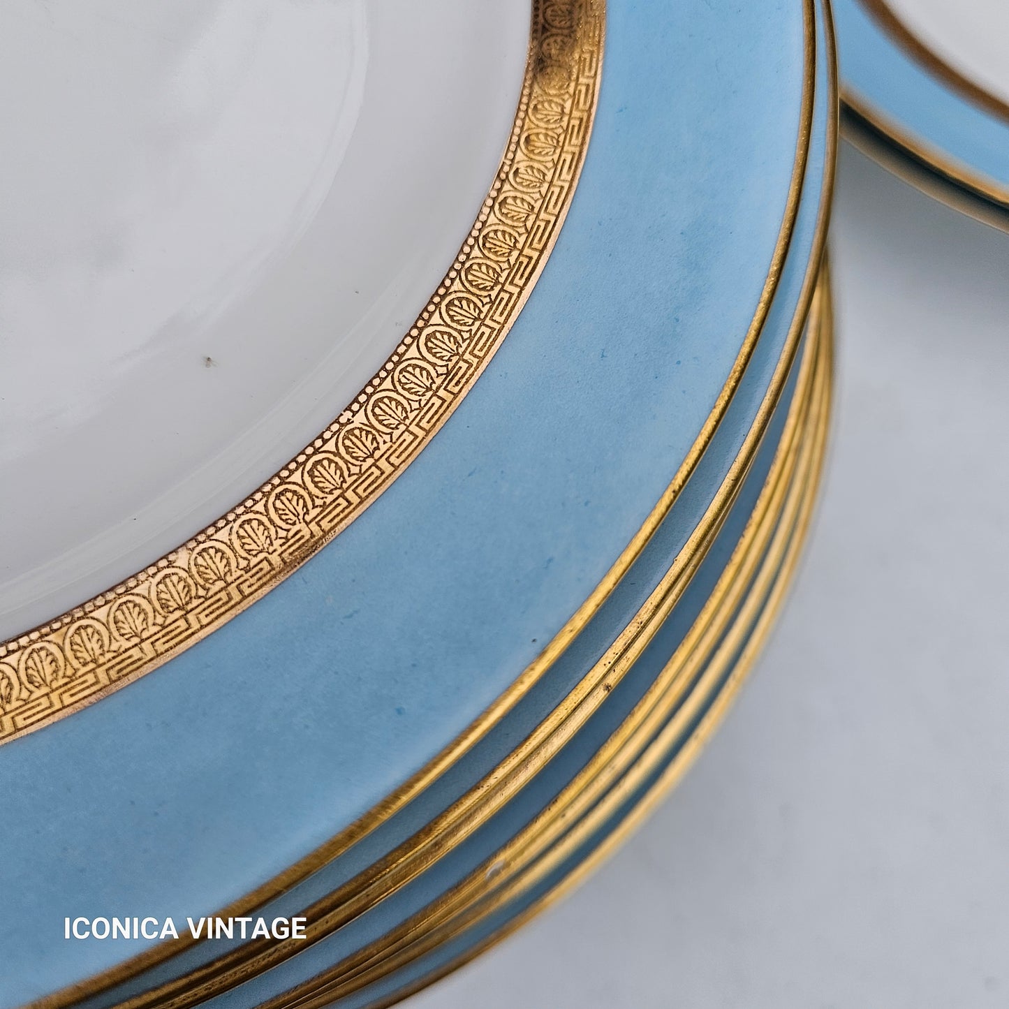 Servicio de cena Haviland color celeste