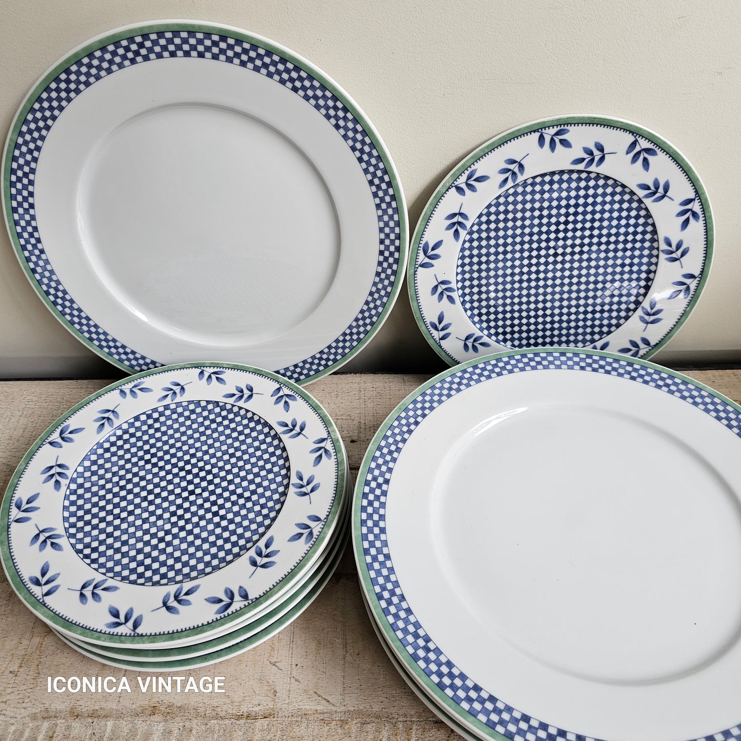 Juego de platos mini vichy azul Villeroy Boch Gallo Design para 6