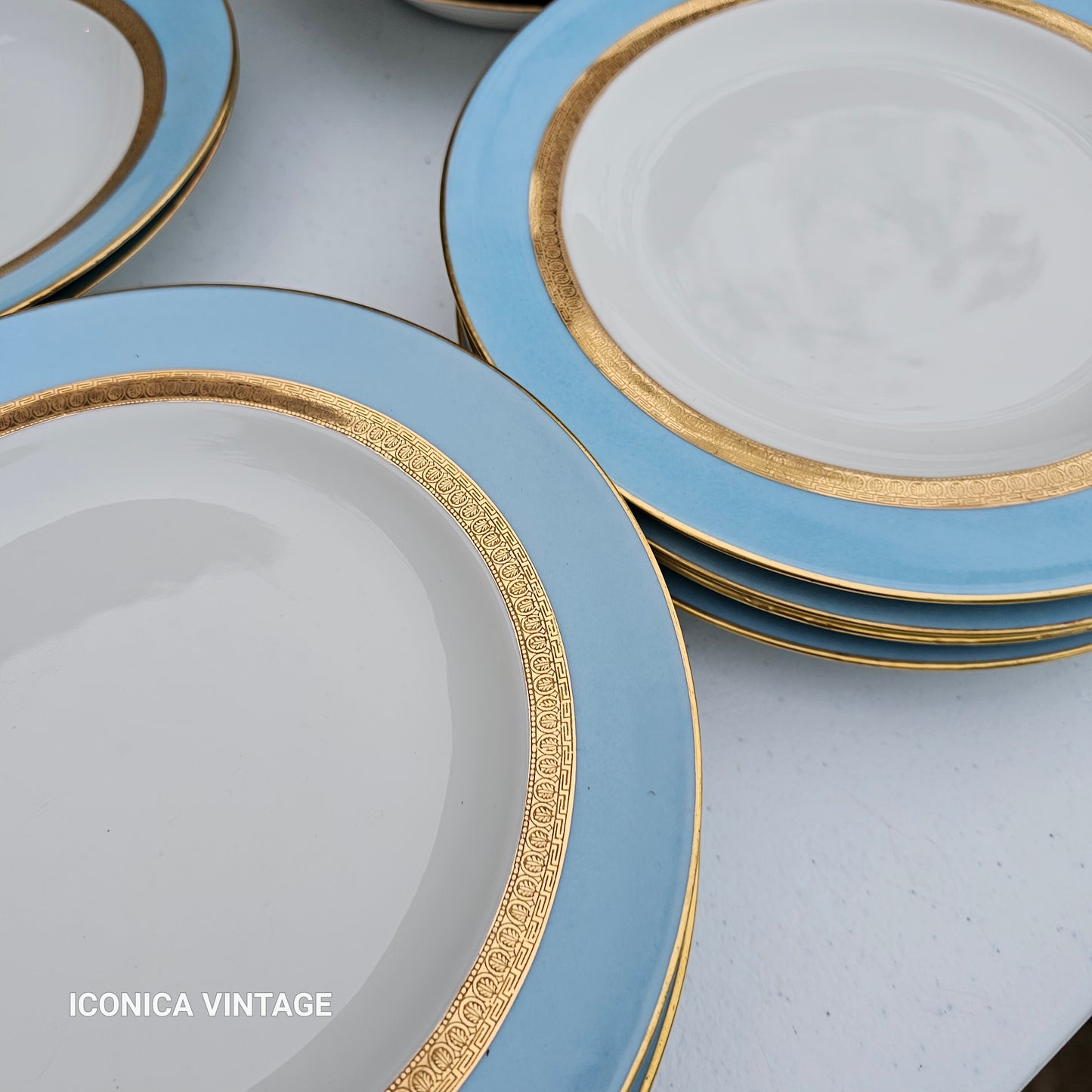 Servicio de cena Haviland color celeste