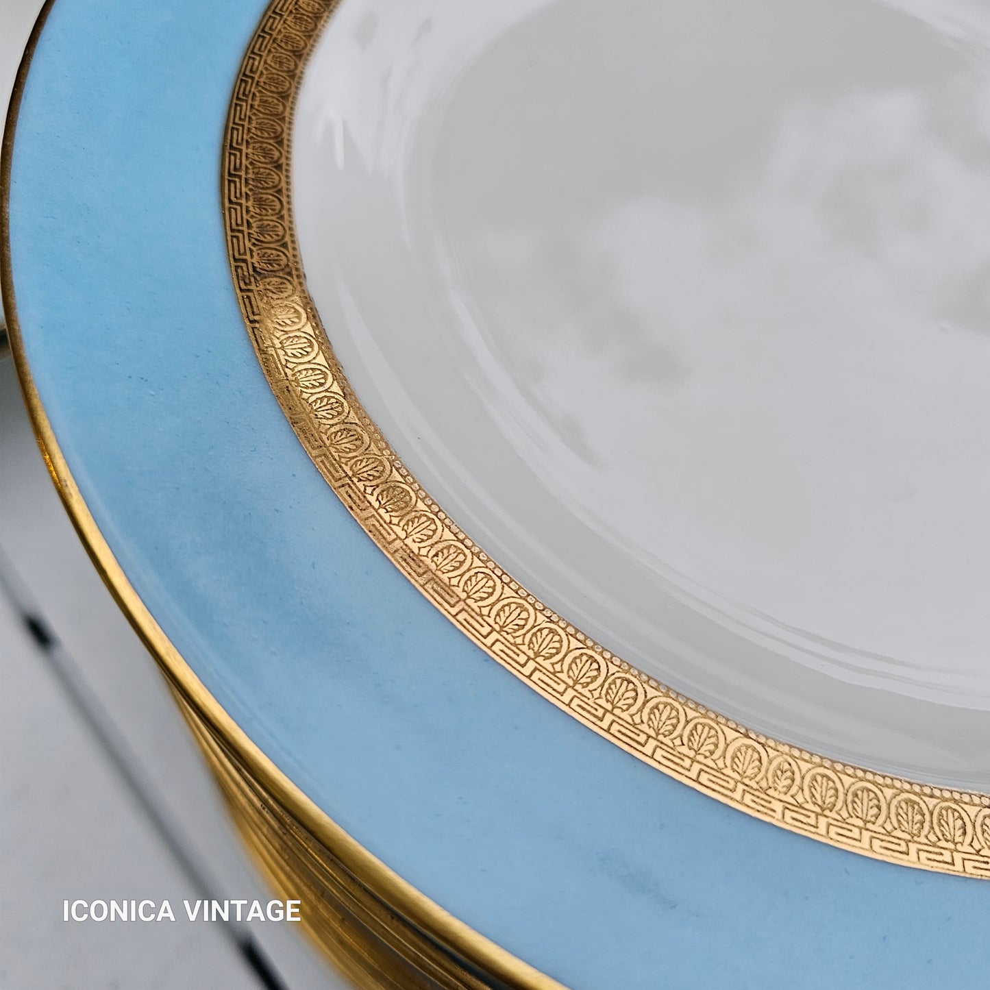 Servicio de cena Haviland color celeste