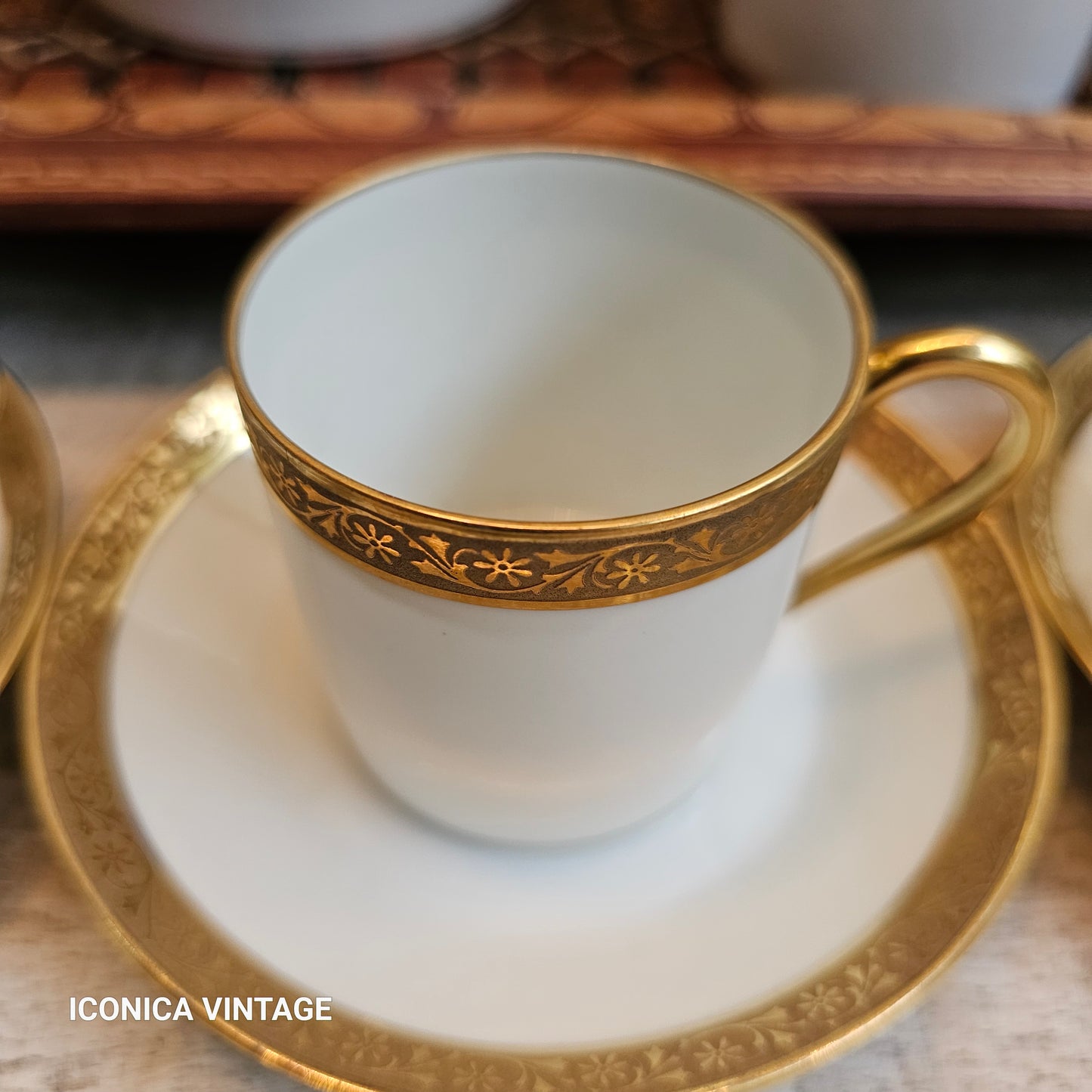 Juego de café DRB Limoges doble oro clásico