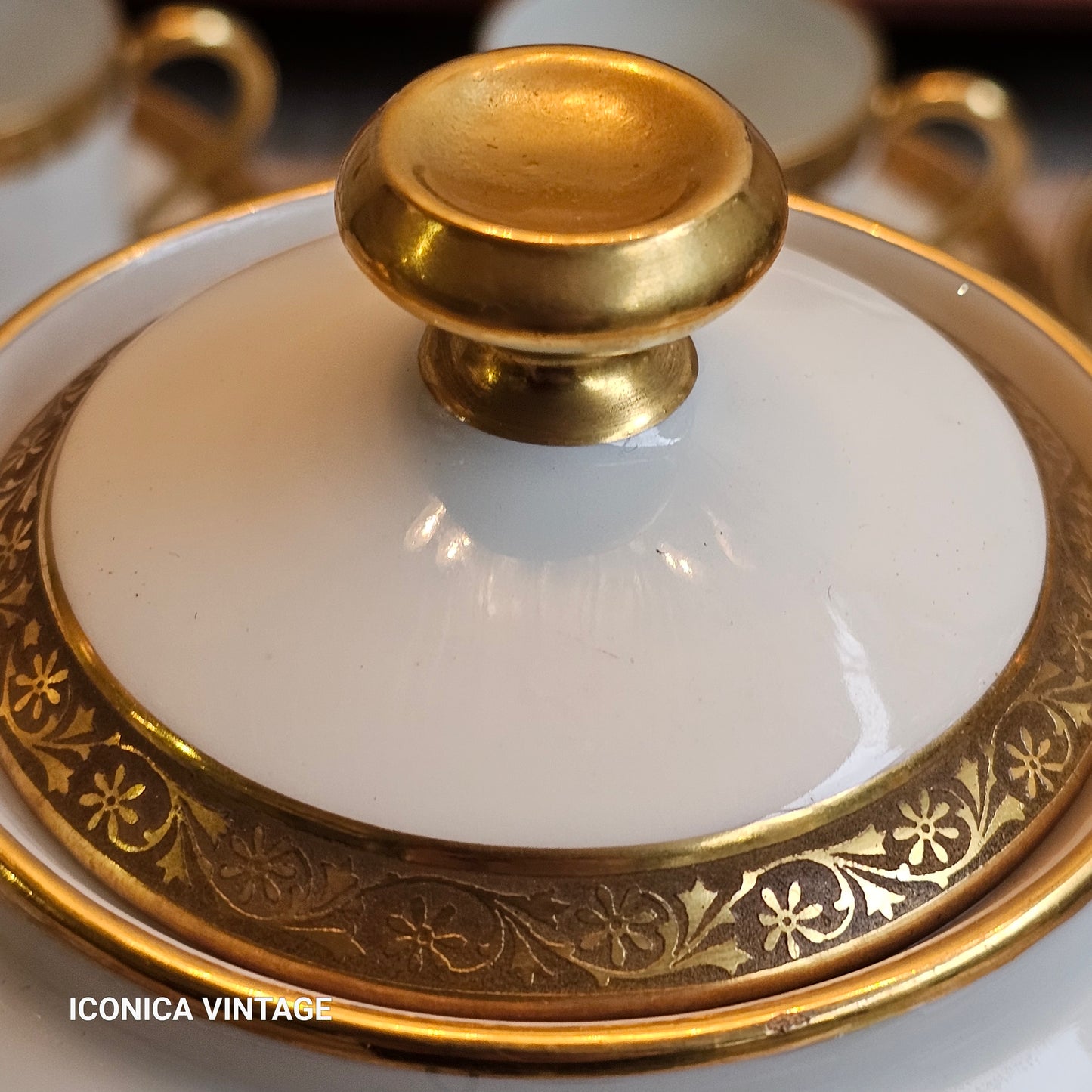 Juego de café DRB Limoges doble oro clásico