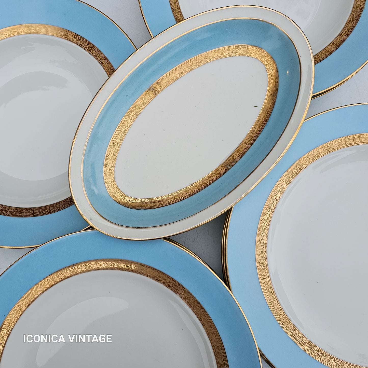 Servicio de cena Haviland color celeste