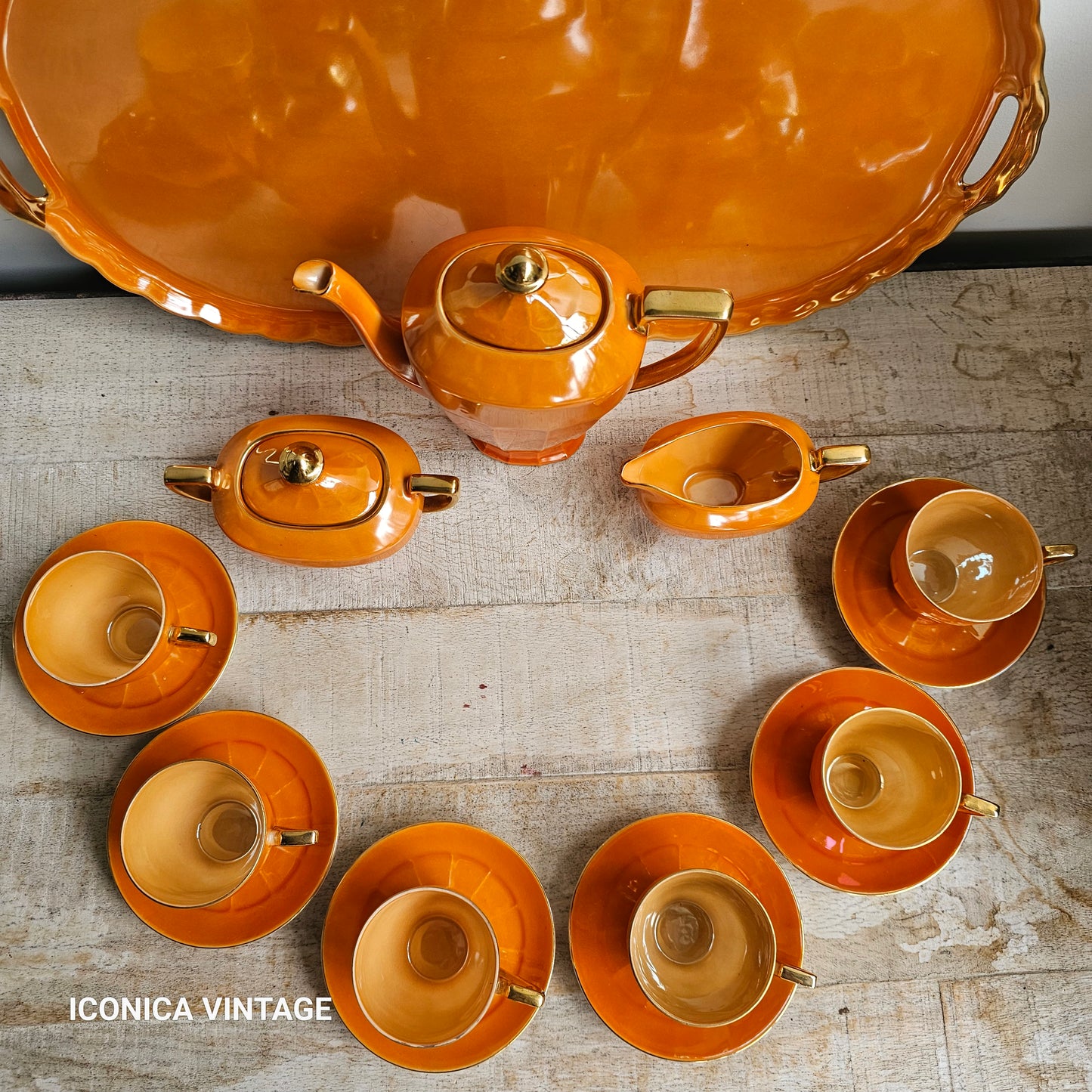 Juego de café completo de porcelana con bandeja