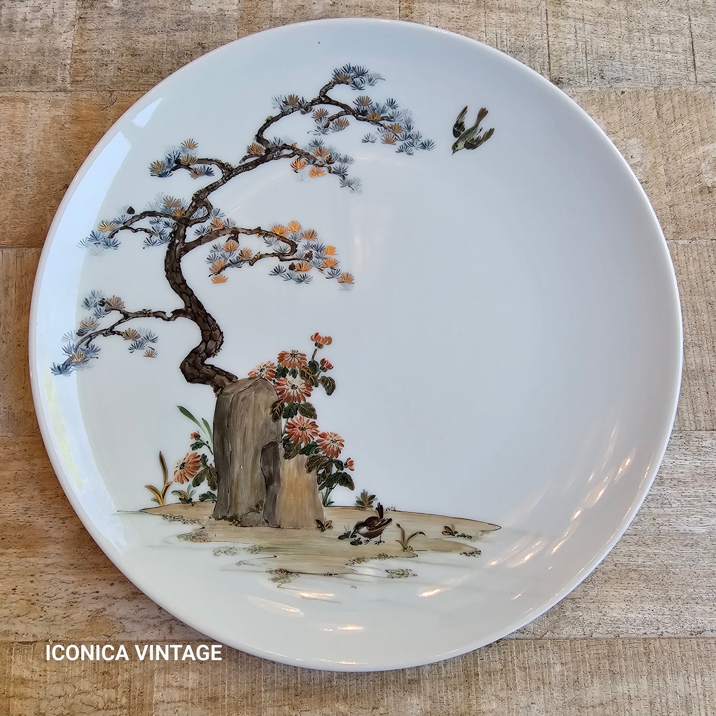 Vajilla de porcelana alemana pintada a mano con paisajes orientales