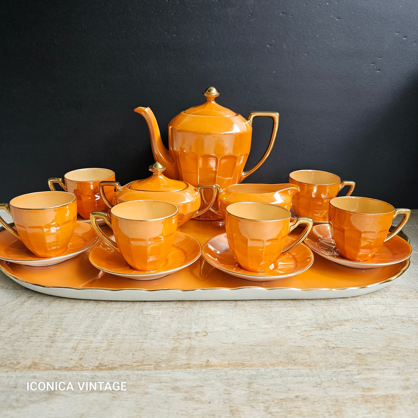 Juego de café completo de porcelana con bandeja