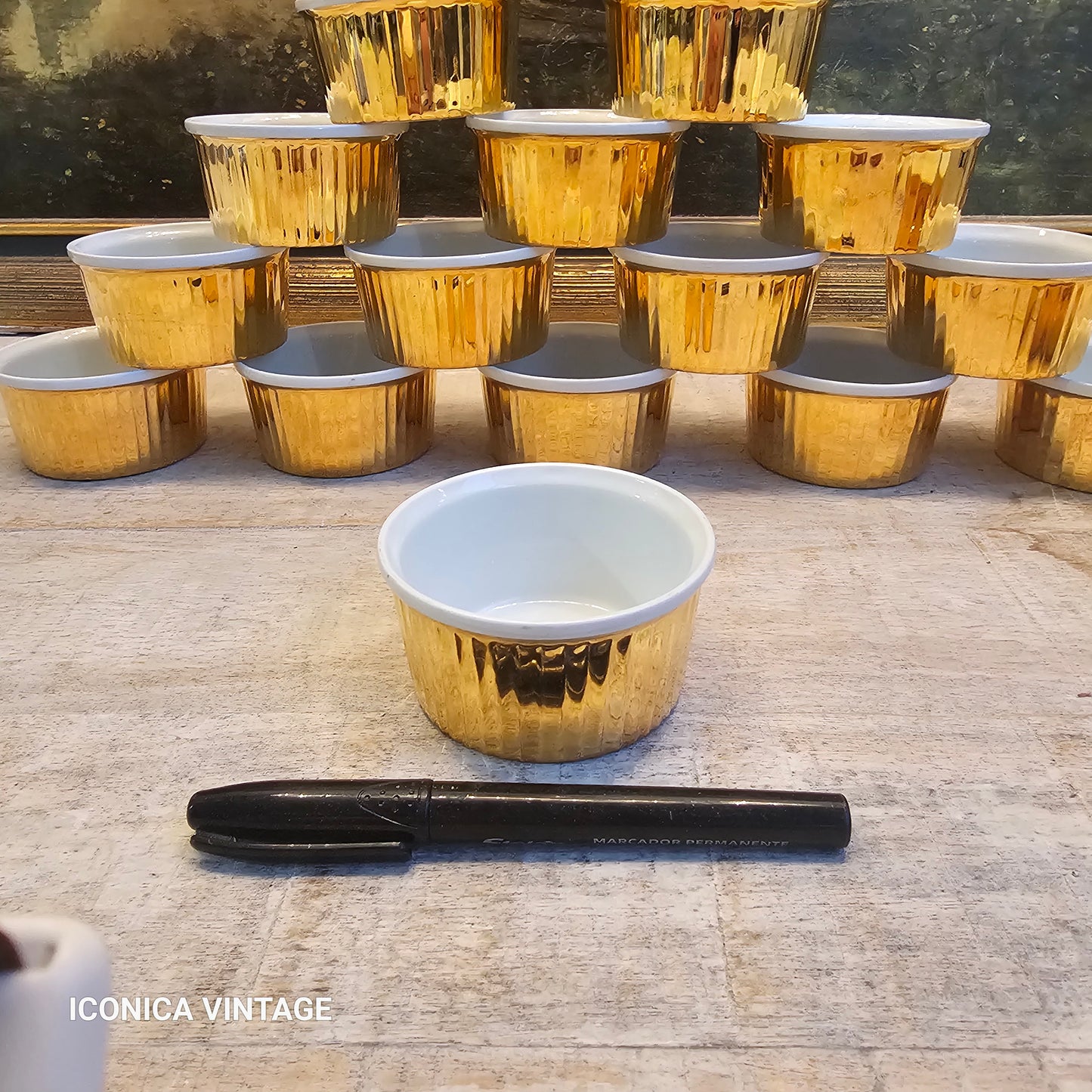 Juego de ramequines dorados