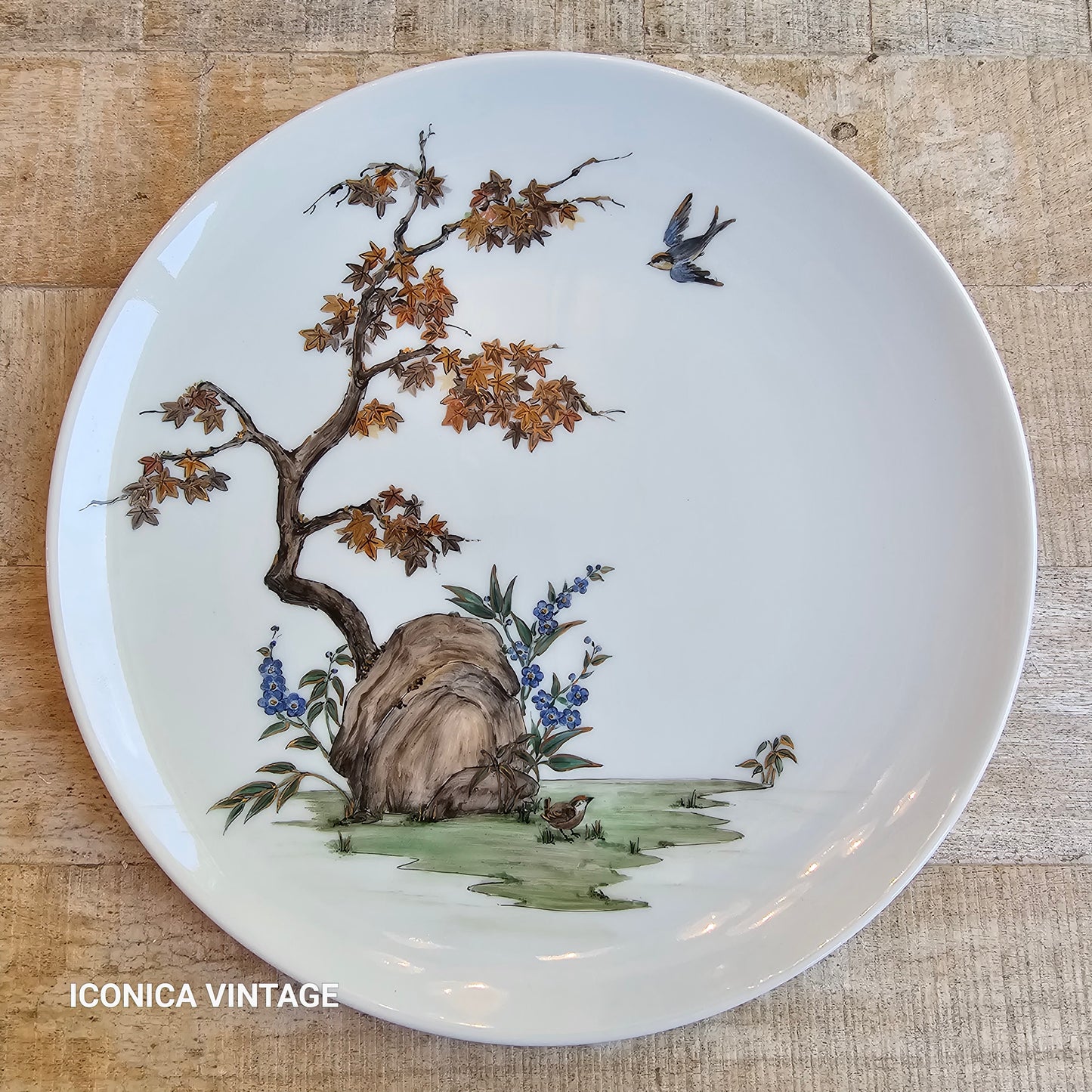 Vajilla de porcelana alemana pintada a mano con paisajes orientales
