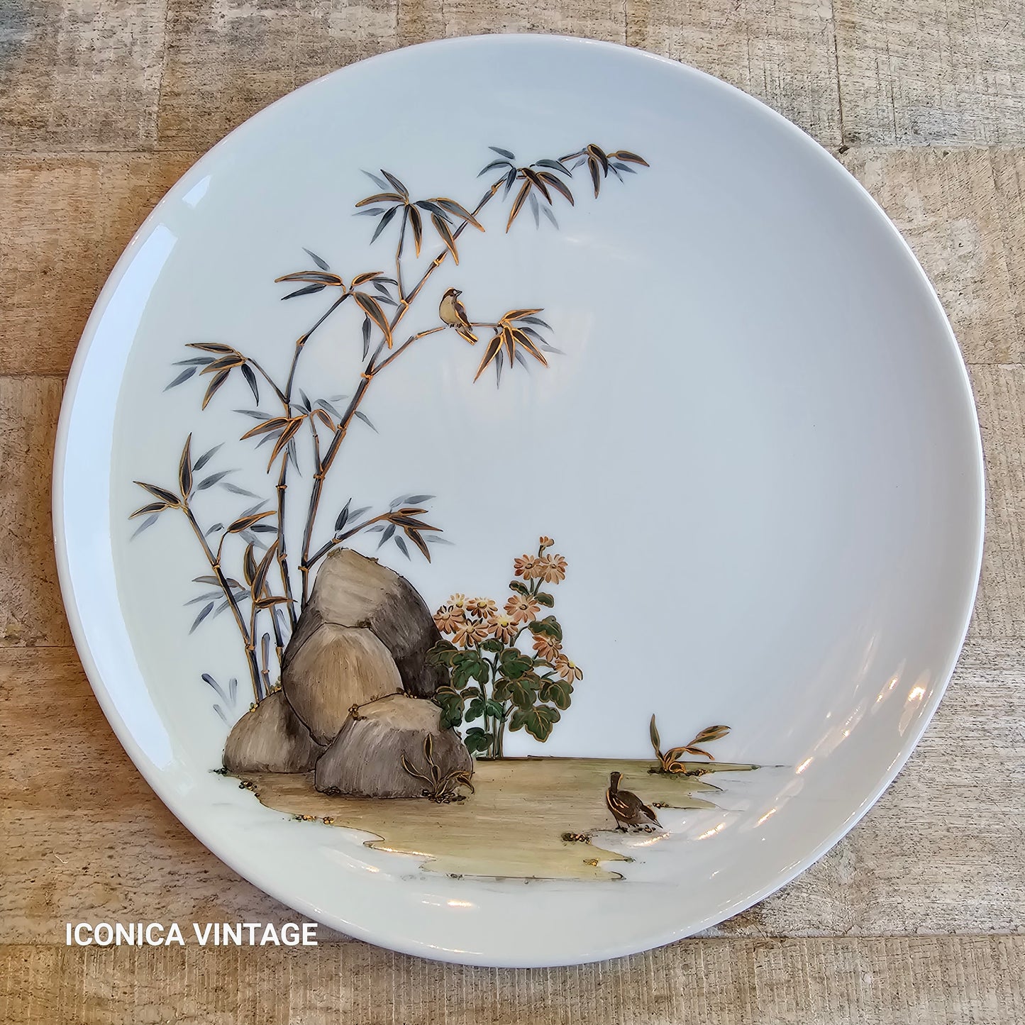 Vajilla de porcelana alemana pintada a mano con paisajes orientales