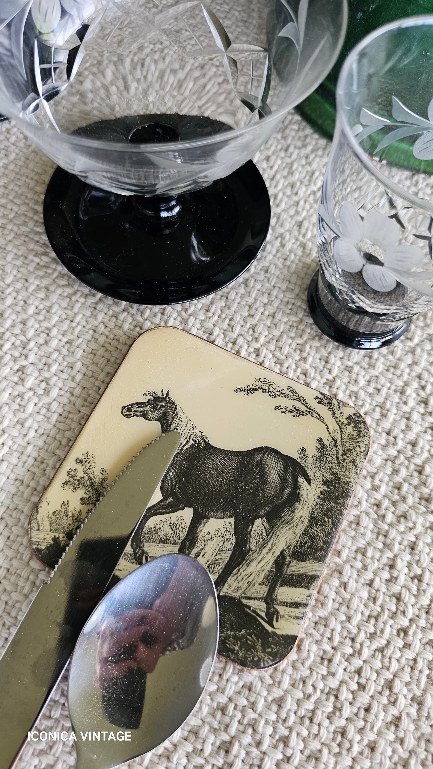 Juego de posavasos vintage con caballos