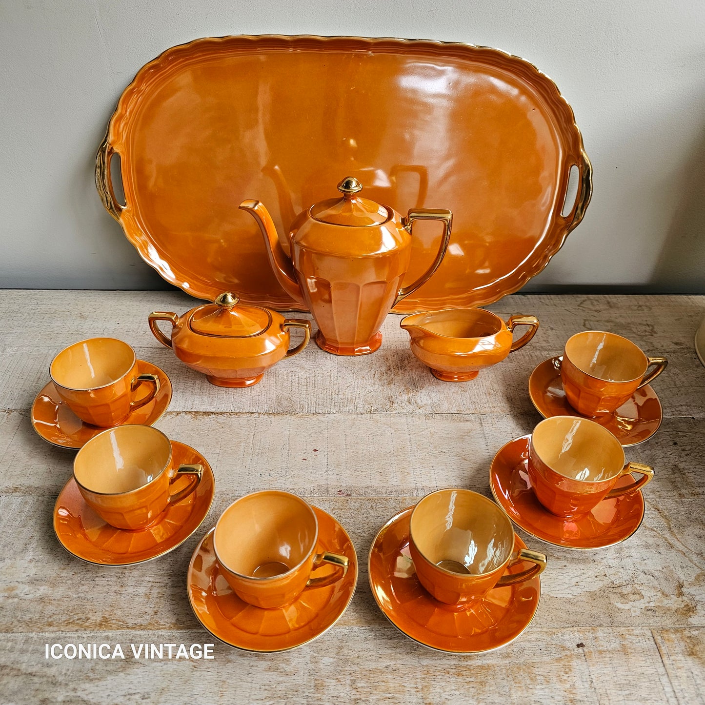 Juego de café completo de porcelana con bandeja