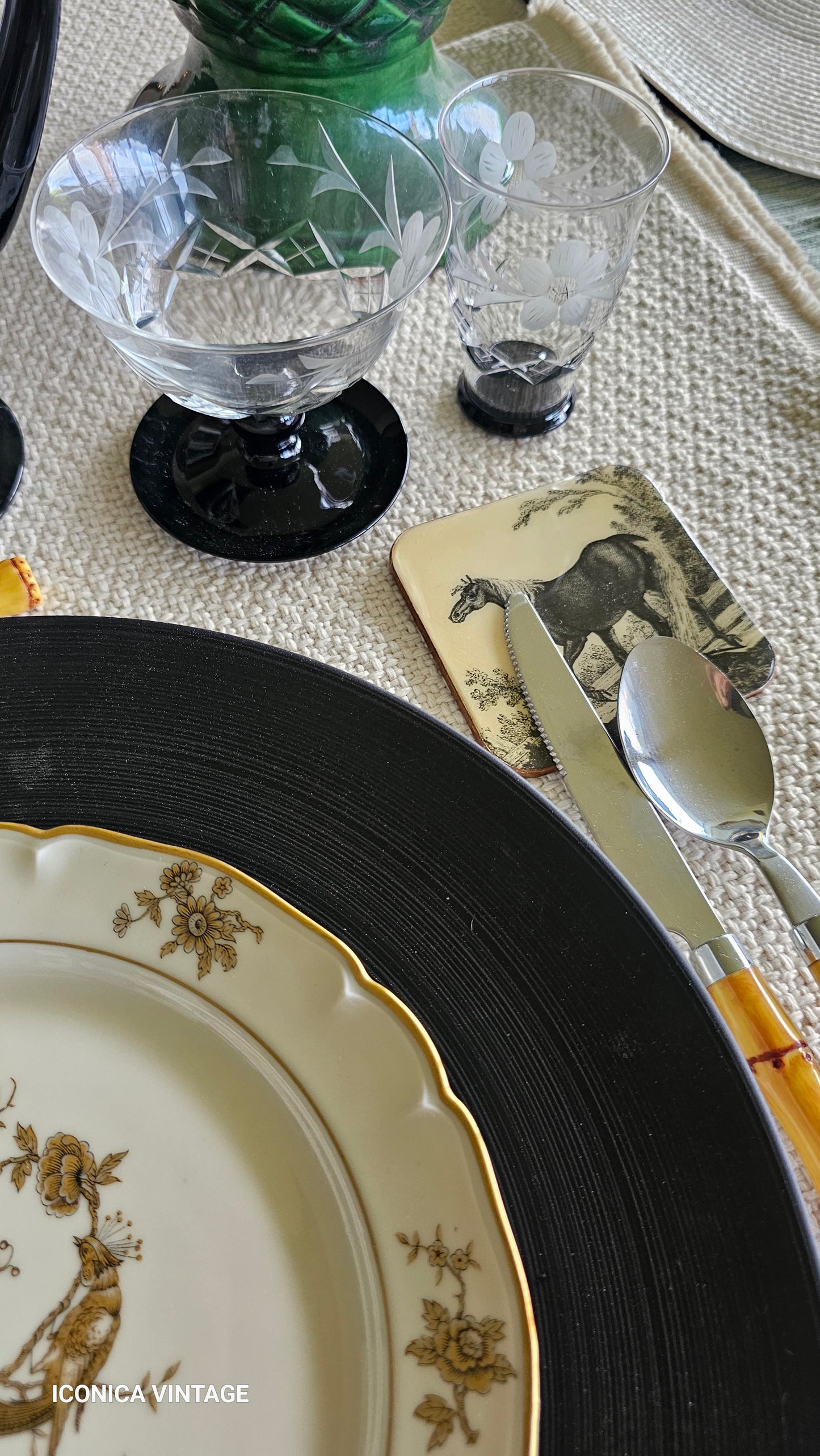 Juego de posavasos vintage con caballos