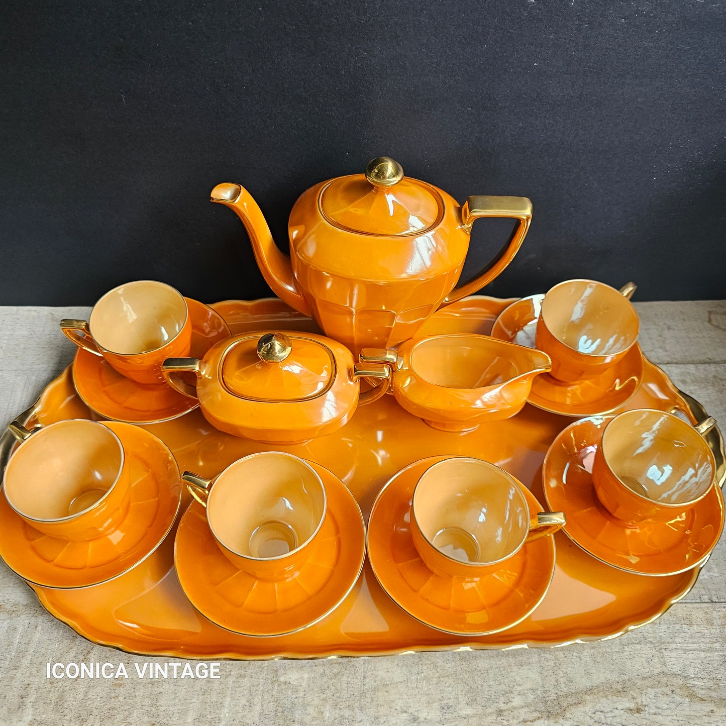 Juego de café completo de porcelana con bandeja