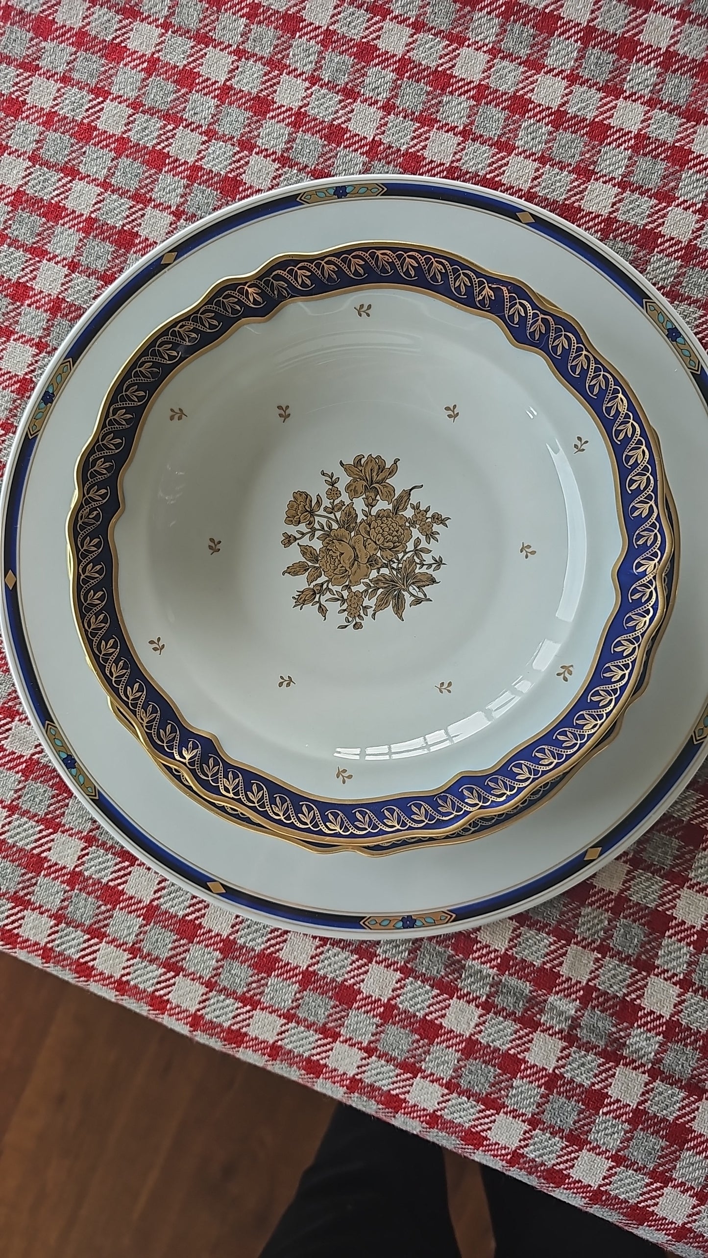 Vajilla de Limoges para 12 porcelana, oro y cobalto