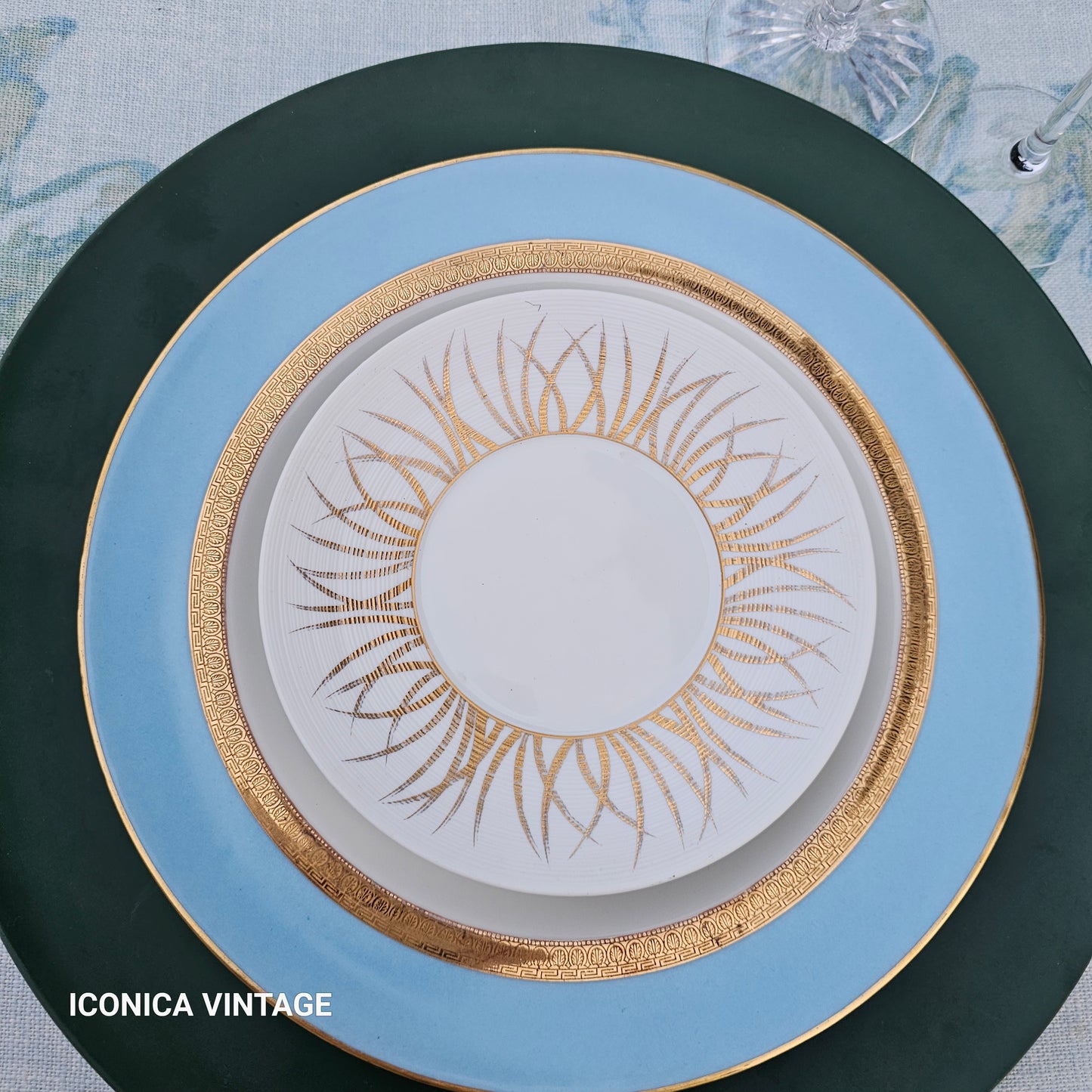 Servicio de cena Haviland color celeste