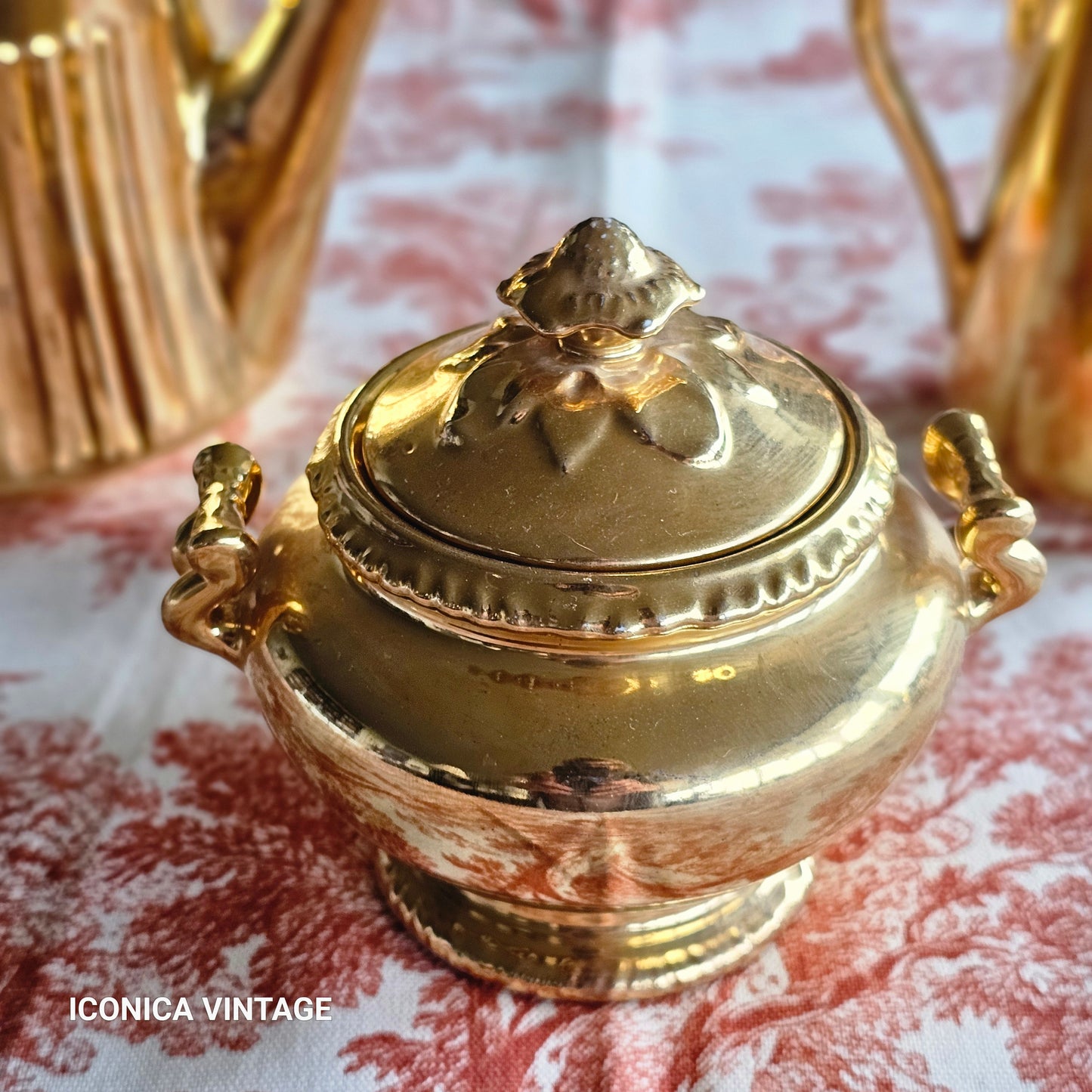 Servicio de té y café inglés dorado años 60