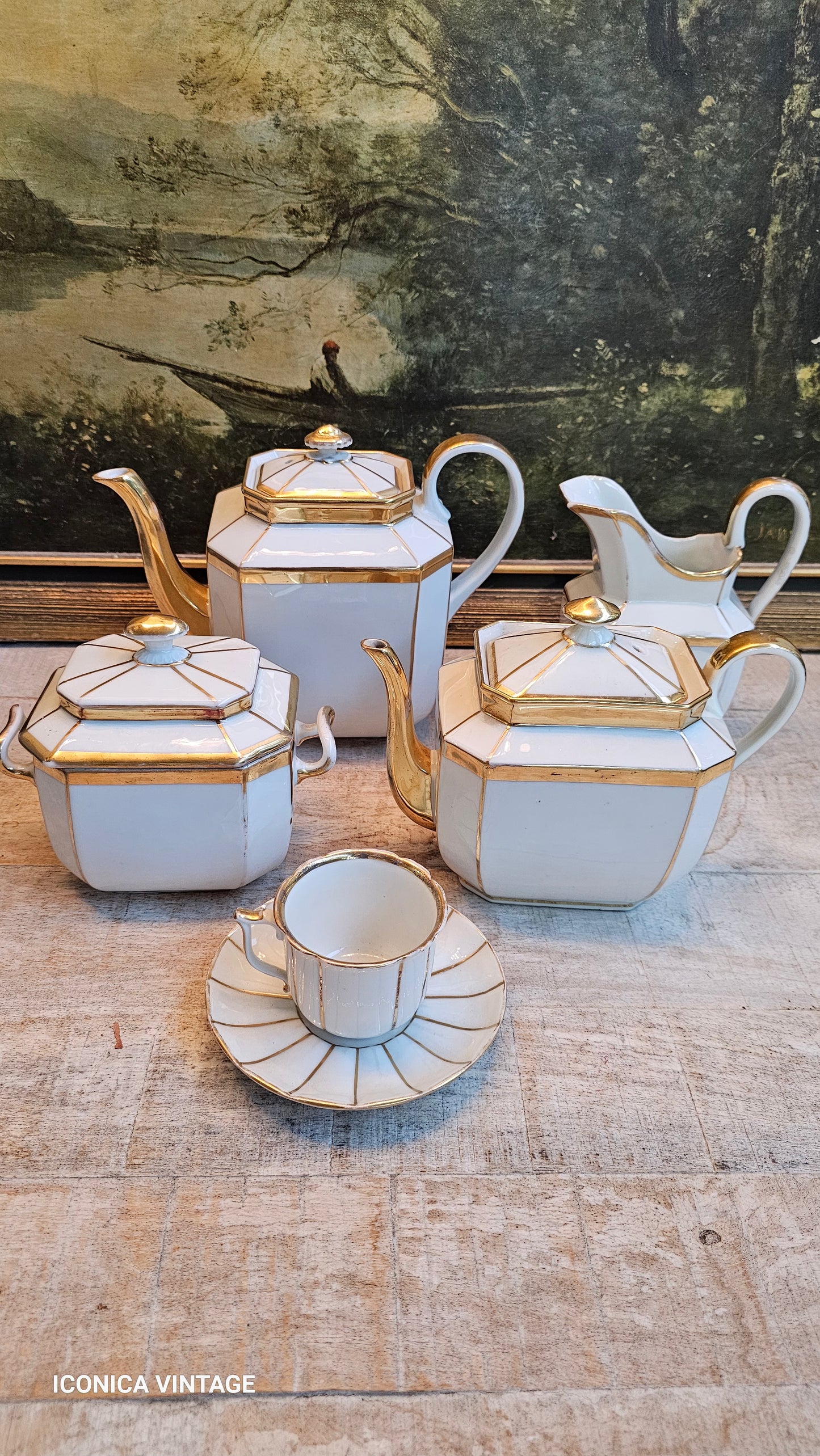Juego de té y café de porcelana de Paris