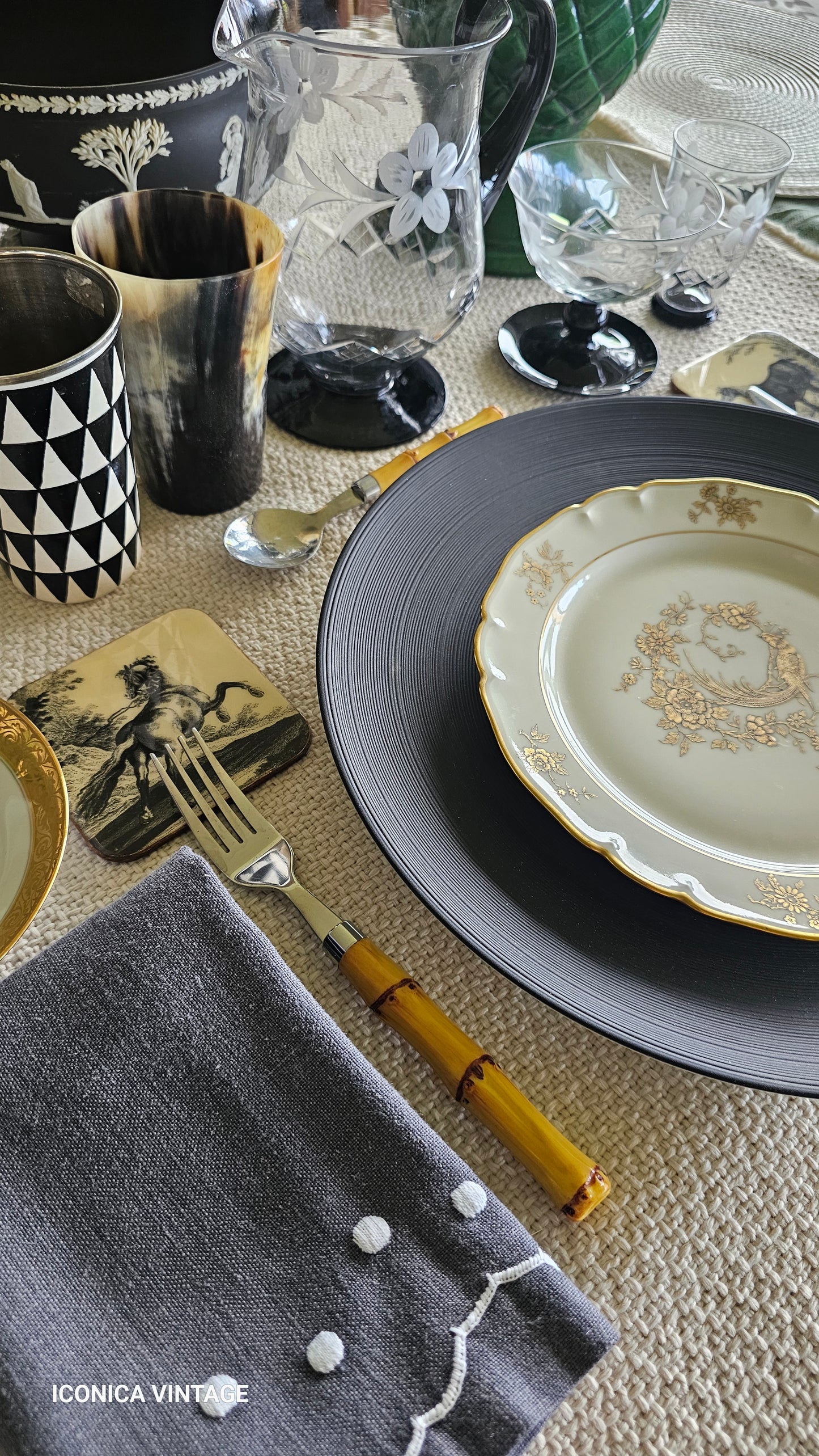 Juego de posavasos vintage con caballos