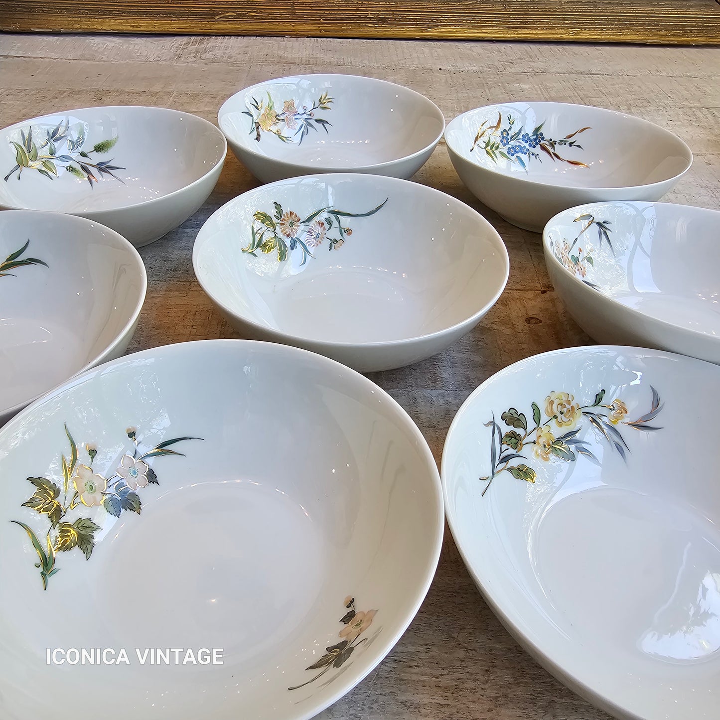 Vajilla de porcelana alemana pintada a mano con paisajes orientales