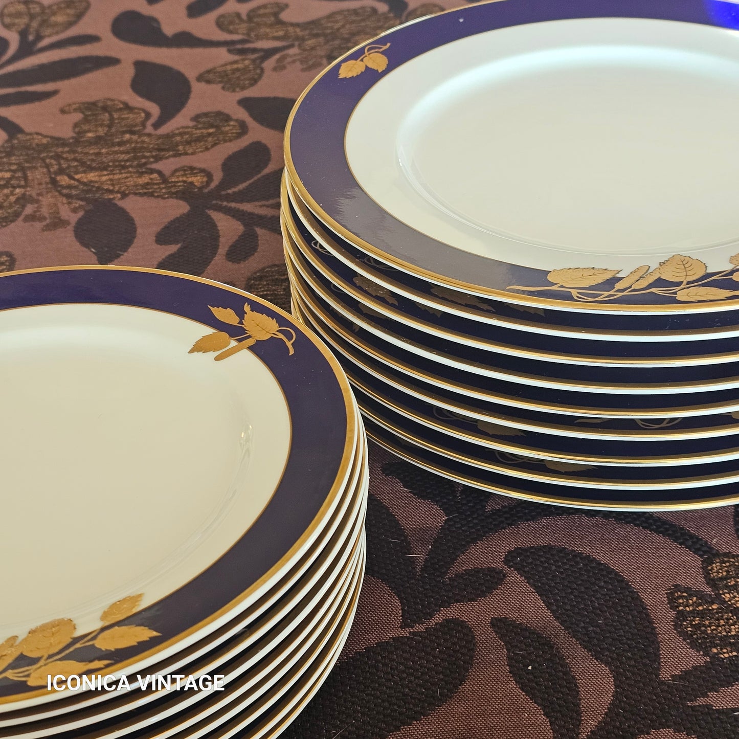 Vajilla classic, cobalto y oro