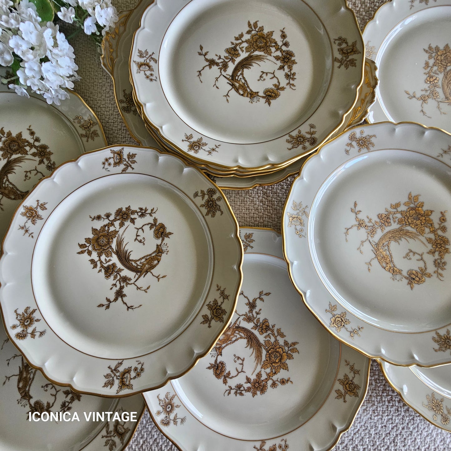 Juego de postre de porcelana de Limoges