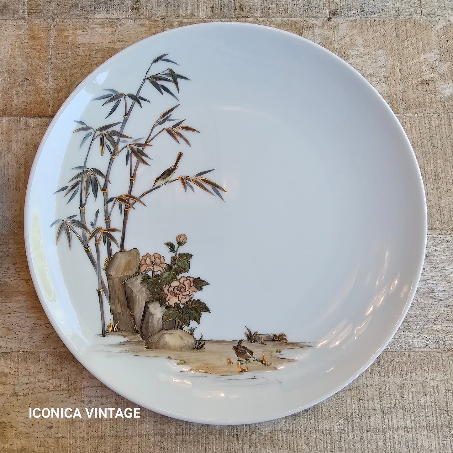 Vajilla de porcelana alemana pintada a mano con paisajes orientales