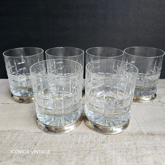 vasos de whisky tallados pie plata