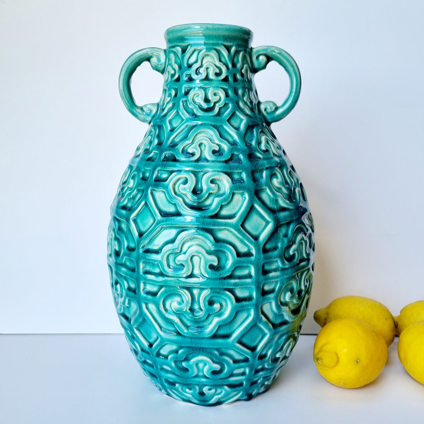 Jarrón en cerámica turquesa